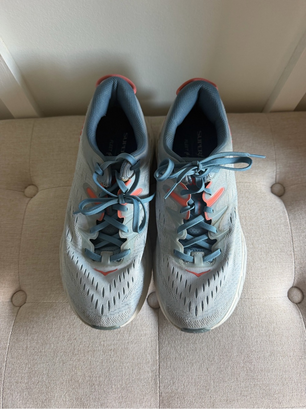 Hoka One One Light Blue and Coral Women's Sneakers